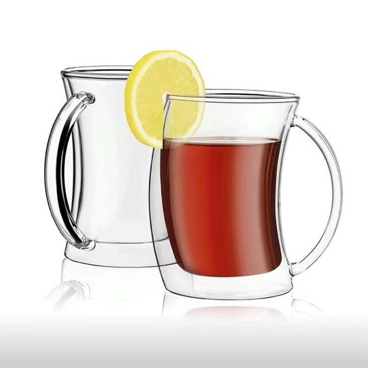 Heat Resistant Coffee Mug With Handle, Double Wall Coffee Glass, Double Wall Drinking Glass For Coffee